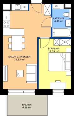 2 pokoje, mieszkanie 41,98 m², parter, oferta nr E7, Enklawa Natury etap II, Łódź, Polesie, Lublinek-Pienista, ul. Pienista 80