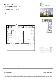 3 pokoje, mieszkanie 59,44 m², piętro 3, oferta nr D2-038, Osiedle Mozaika, Kraków, Prądnik Biały, ul. Pękowicka