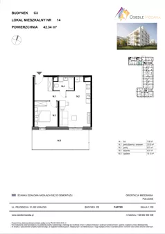 2 pokoje, mieszkanie 40,14 m², parter, oferta nr D2-006, Osiedle Mozaika, Kraków, Prądnik Biały, ul. Pękowicka