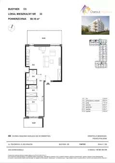 2 pokoje, mieszkanie 58,18 m², parter, oferta nr C3-033, Osiedle Mozaika, Kraków, Prądnik Biały, ul. Pękowicka