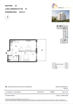 2 pokoje, mieszkanie 40,14 m², parter, oferta nr D2-006, Osiedle Mozaika, Kraków, Prądnik Biały, ul. Pękowicka
