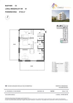 3 pokoje, mieszkanie 57,92 m², parter, oferta nr C3-081, Osiedle Mozaika, Kraków, Prądnik Biały, ul. Pękowicka