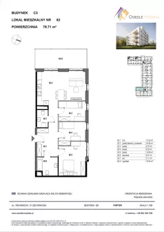4 pokoje, mieszkanie 78,71 m², parter, oferta nr C3-082, Osiedle Mozaika, Kraków, Prądnik Biały, ul. Pękowicka