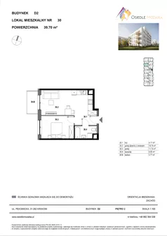 2 pokoje, mieszkanie 39,70 m², piętro 2, oferta nr D2-030, Osiedle Mozaika, Kraków, Prądnik Biały, ul. Pękowicka