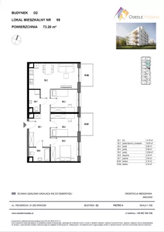 4 pokoje, mieszkanie 73,20 m², piętro 4, oferta nr D2-059, Osiedle Mozaika, Kraków, Prądnik Biały, ul. Pękowicka