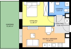 2 pokoje, mieszkanie 36,03 m², parter, oferta nr C3-073, Osiedle Mozaika, Kraków, Prądnik Biały, ul. Pękowicka
