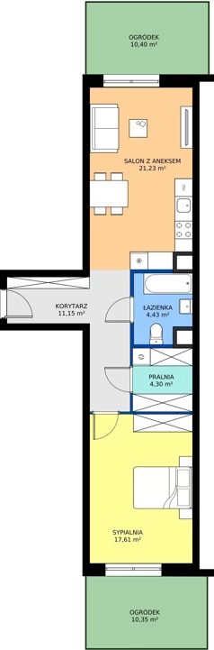 2 pokoje, mieszkanie 58,72 m², parter, oferta nr C3-074, Osiedle Mozaika, Kraków, Prądnik Biały, ul. Pękowicka