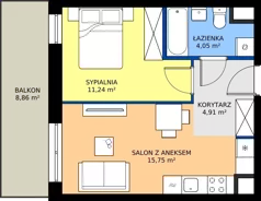 2 pokoje, mieszkanie 35,95 m², piętro 2, oferta nr C3-052, Osiedle Mozaika, Kraków, Prądnik Biały, ul. Pękowicka
