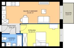 2 pokoje, mieszkanie 47,18 m², piętro 1, oferta nr C3-089, Osiedle Mozaika, Kraków, Prądnik Biały, ul. Pękowicka