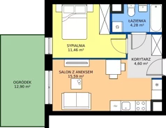 2 pokoje, mieszkanie 35,93 m², parter, oferta nr C3-032, Osiedle Mozaika, Kraków, Prądnik Biały, ul. Pękowicka