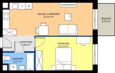 2 pokoje, mieszkanie 46,41 m², piętro 2, oferta nr C3-100, Osiedle Mozaika, Kraków, Prądnik Biały, ul. Pękowicka