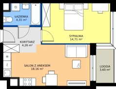 2 pokoje, mieszkanie 41,44 m², piętro 1, oferta nr C3-039, Osiedle Mozaika, Kraków, Prądnik Biały, ul. Pękowicka