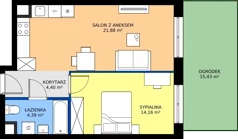 2 pokoje, mieszkanie 44,83 m², parter, oferta nr C3-076, Osiedle Mozaika, Kraków, Prądnik Biały, ul. Pękowicka