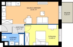 2 pokoje, mieszkanie 46,07 m², piętro 1, oferta nr C3-086, Osiedle Mozaika, Kraków, Prądnik Biały, ul. Pękowicka
