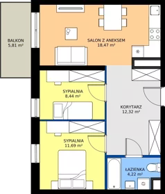 3 pokoje, mieszkanie 55,14 m², piętro 4, oferta nr C3-119, Osiedle Mozaika, Kraków, Prądnik Biały, ul. Pękowicka