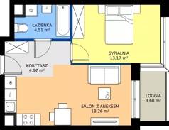 2 pokoje, mieszkanie 40,91 m², piętro 1, oferta nr C3-040, Osiedle Mozaika, Kraków, Prądnik Biały, ul. Pękowicka