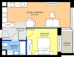 2 pokoje, mieszkanie 41,78 m², piętro 3, oferta nr C3-058, Osiedle Mozaika, Kraków, Prądnik Biały, ul. Pękowicka