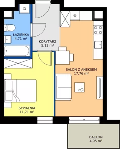 2 pokoje, mieszkanie 39,31 m², piętro 3, oferta nr C3-115, Osiedle Mozaika, Kraków, Prądnik Biały, ul. Pękowicka