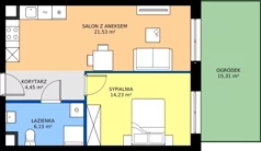 2 pokoje, mieszkanie 46,36 m², parter, oferta nr C3-077, Osiedle Mozaika, Kraków, Prądnik Biały, ul. Pękowicka
