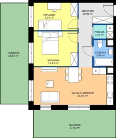 3 pokoje, mieszkanie 57,92 m², parter, oferta nr C3-081, Osiedle Mozaika, Kraków, Prądnik Biały, ul. Pękowicka