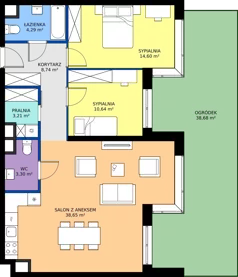 3 pokoje, mieszkanie 83,43 m², parter, oferta nr C3-028, Osiedle Mozaika, Kraków, Prądnik Biały, ul. Pękowicka