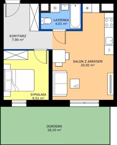 2 pokoje, mieszkanie 42,34 m², parter, oferta nr C3-014, Osiedle Mozaika, Kraków, Prądnik Biały, ul. Pękowicka