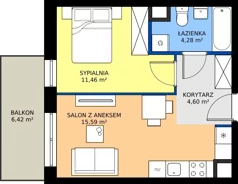 2 pokoje, mieszkanie 35,93 m², piętro 3, oferta nr C3-064, Osiedle Mozaika, Kraków, Prądnik Biały, ul. Pękowicka