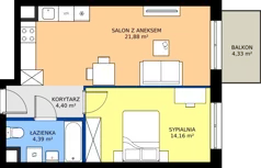 2 pokoje, mieszkanie 44,83 m², piętro 2, oferta nr C3-099, Osiedle Mozaika, Kraków, Prądnik Biały, ul. Pękowicka