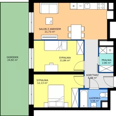 3 pokoje, mieszkanie 58,94 m², parter, oferta nr D2-005, Osiedle Mozaika, Kraków, Prądnik Biały, ul. Pękowicka