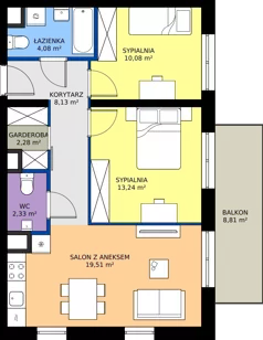 3 pokoje, mieszkanie 59,65 m², piętro 1, oferta nr D2-011, Osiedle Mozaika, Kraków, Prądnik Biały, ul. Pękowicka