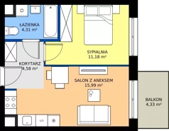 2 pokoje, mieszkanie 36,06 m², piętro 1, oferta nr D2-009, Osiedle Mozaika, Kraków, Prądnik Biały, ul. Pękowicka