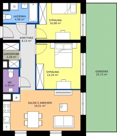 3 pokoje, mieszkanie 59,65 m², parter, oferta nr D2-003, Osiedle Mozaika, Kraków, Prądnik Biały, ul. Pękowicka