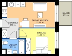 2 pokoje, mieszkanie 36,06 m², piętro 1, oferta nr D2-021, Osiedle Mozaika, Kraków, Prądnik Biały, ul. Pękowicka