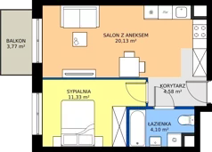 2 pokoje, mieszkanie 40,14 m², piętro 3, oferta nr D2-042, Osiedle Mozaika, Kraków, Prądnik Biały, ul. Pękowicka