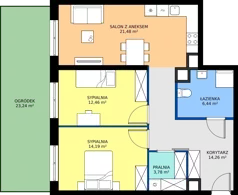 3 pokoje, mieszkanie 72,61 m², parter, oferta nr D2-007, Osiedle Mozaika, Kraków, Prądnik Biały, ul. Pękowicka