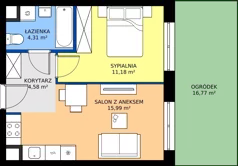2 pokoje, mieszkanie 36,06 m², parter, oferta nr D2-001, Osiedle Mozaika, Kraków, Prądnik Biały, ul. Pękowicka