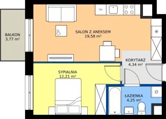 2 pokoje, mieszkanie 40,38 m², piętro 4, oferta nr D2-052, Osiedle Mozaika, Kraków, Prądnik Biały, ul. Pękowicka