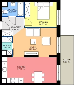 2 pokoje, mieszkanie 54,29 m², piętro 4, oferta nr D2-049, Osiedle Mozaika, Kraków, Prądnik Biały, ul. Pękowicka