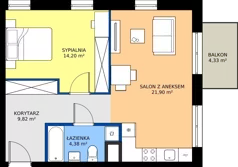 2 pokoje, mieszkanie 50,30 m², piętro 3, oferta nr D2-045, Osiedle Mozaika, Kraków, Prądnik Biały, ul. Pękowicka