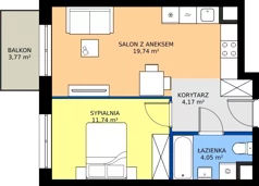 2 pokoje, mieszkanie 39,70 m², piętro 3, oferta nr D2-043, Osiedle Mozaika, Kraków, Prądnik Biały, ul. Pękowicka
