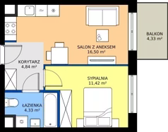 2 pokoje, mieszkanie 37,09 m², piętro 1, oferta nr D2-020, Osiedle Mozaika, Kraków, Prądnik Biały, ul. Pękowicka