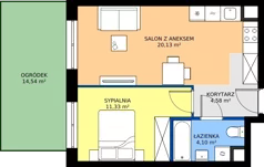 2 pokoje, mieszkanie 40,14 m², parter, oferta nr D2-006, Osiedle Mozaika, Kraków, Prądnik Biały, ul. Pękowicka