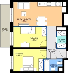 3 pokoje, mieszkanie 58,94 m², piętro 1, oferta nr D2-014, Osiedle Mozaika, Kraków, Prądnik Biały, ul. Pękowicka