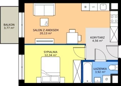 2 pokoje, mieszkanie 41,01 m², piętro 3, oferta nr D2-041, Osiedle Mozaika, Kraków, Prądnik Biały, ul. Pękowicka