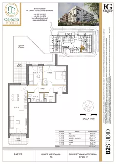 3 pokoje, mieszkanie 67,28 m², parter, oferta nr 10, Osiedle Sfera - Etap II, Dawidy Bankowe, ul. Oleńki 14