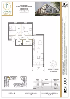 3 pokoje, mieszkanie 67,26 m², piętro 2, oferta nr 101, Osiedle Sfera - Etap II, Dawidy Bankowe, ul. Oleńki 14