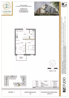 2 pokoje, mieszkanie 42,08 m², piętro 1, oferta nr 54, Osiedle Sfera - Etap II, Dawidy Bankowe, ul. Oleńki 14