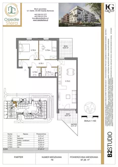 3 pokoje, mieszkanie 67,26 m², parter, oferta nr 79, Osiedle Sfera - Etap II, Dawidy Bankowe, ul. Oleńki 14