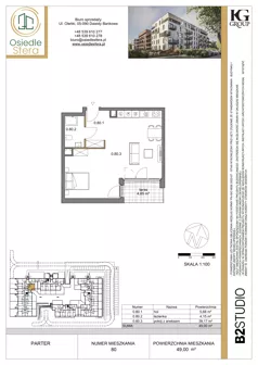 1 pokój, mieszkanie 49,00 m², parter, oferta nr 80, Osiedle Sfera - Etap II, Dawidy Bankowe, ul. Oleńki 14