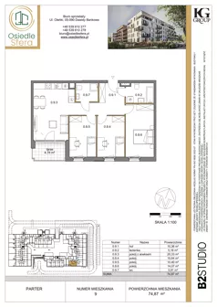 4 pokoje, mieszkanie 74,87 m², parter, oferta nr 9, Osiedle Sfera - Etap II, Dawidy Bankowe, ul. Oleńki 14